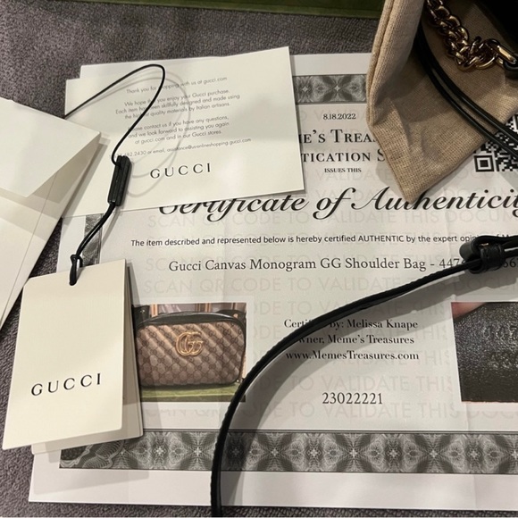 SOLD ! AUTHGucci GG Marmont Canvas bag.W box,Dust bag,tags &cert of authenticity - Picture 10 of 14